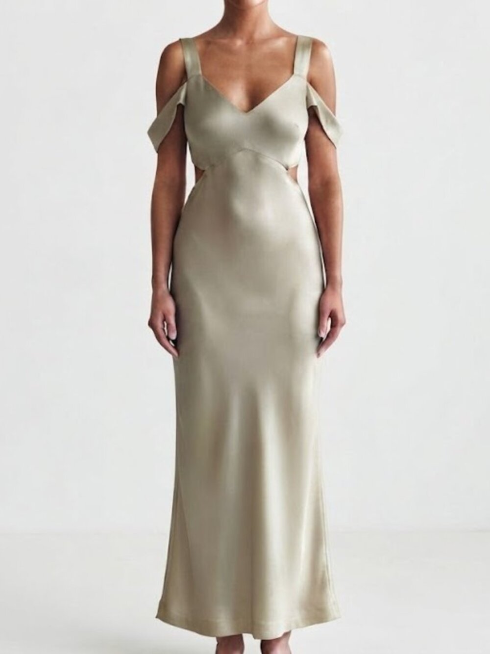 Topshop Silver Satin Maxi Dress
